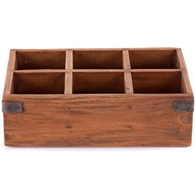 DESIGN DELIGHTS Boîte en bois Ordina En bois d'acajou 33 cm 6 compartiments Boîte de rangement polyvalente, boîte à thé, boîte de rangement ouverte, organiseur de bureau, boîte de rangement - Publicité DESIGN DELIGHTS Boîte en bois Ordina En bois d'acajou 33 cm 6 compartiments Boîte de rangement polyvalente, boîte à thé, boîte de rangement ouverte, organiseur de bureau, boîte de rangement - Publicité