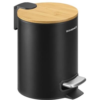 SONGMICS Petite Poubelle, avec Couvercle en Bambou, Pédales en Métal, Seau Amovible, Fermeture en Douceur, pour Salle de Bain, 3 L, Noir d'encre LTB113BZ01 - Publicité SONGMICS Petite Poubelle, avec Couvercle en Bambou, Pédales en Métal, Seau Amovible, Fermeture en Douceur, pour Salle de Bain, 3 L, Noir d'encre LTB113BZ01 - Publicité
