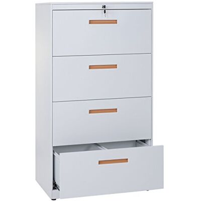 Armoire à 4 tiroirs en acier blanc MENDLER - Publicité Armoire à 4 tiroirs en acier blanc MENDLER - Publicité