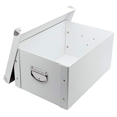 GUOZI Pliant Décoratif Boîte de Rangement avec Couvercle et Poignées en Métal Coins Renforcés Métalliques Boîtes de Stockage de Fichiers Office (Blanc, 35 * 25 * 17.5cm) - Publicité GUOZI Pliant Décoratif Boîte de Rangement avec Couvercle et Poignées en Métal Coins Renforcés Métalliques Boîtes de Stockage de Fichiers Office (Blanc, 35 * 25 * 17.5cm) - Publicité