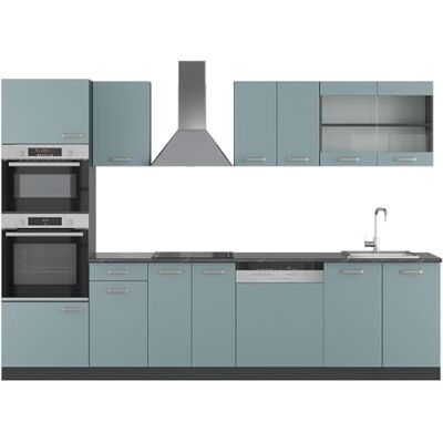 Vicco Cuisine R-Line, Bleu-Gris, 300cm avec Armoire Haute, PT Anthracite, adapté à la Combinaison et à l’Extension Individuelles - Publicité Vicco Cuisine R-Line, Bleu-Gris, 300cm avec Armoire Haute, PT Anthracite, adapté à la Combinaison et à l’Extension Individuelles - Publicité