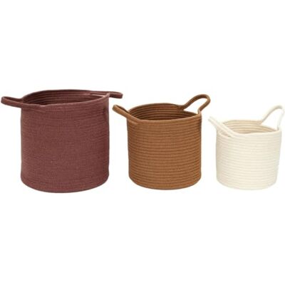 AltoBuy Lot de 3 Paniers Tressés Terracotta Marron et Blanc Crème Brenda - Publicité AltoBuy Lot de 3 Paniers Tressés Terracotta Marron et Blanc Crème Brenda - Publicité