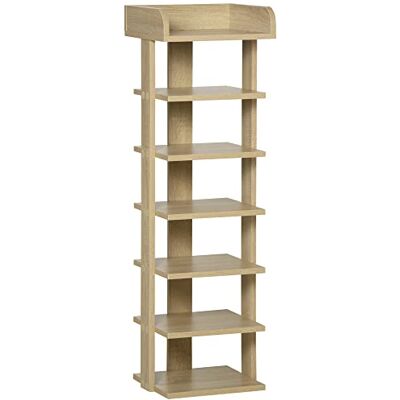 HOMCOM Étagère à chaussures étroite à 7 niveaux, pour 6 paires de chaussures, pour petit espace, chambre et couloir, chêne - Publicité HOMCOM Étagère à chaussures étroite à 7 niveaux, pour 6 paires de chaussures, pour petit espace, chambre et couloir, chêne - Publicité