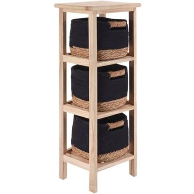 TENDANCE Meuble en Paulownia 3 Tiroirs en Matière Végétale et Coton Naturel/Noir Salle de Bain Meubles Bois Montés - Publicité TENDANCE Meuble en Paulownia 3 Tiroirs en Matière Végétale et Coton Naturel/Noir Salle de Bain Meubles Bois Montés - Publicité