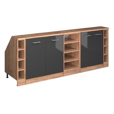 Vicco Meuble sous Pente R-Line, Anthracite Haute Brillance, 210cm Lot de 5 caissons 60 cm de Profondeur, Convient aux Murs inclinés et à Une Installation de Cuisine Variable - Publicité Vicco Meuble sous Pente R-Line, Anthracite Haute Brillance, 210cm Lot de 5 caissons 60 cm de Profondeur, Convient aux Murs inclinés et à Une Installation de Cuisine Variable - Publicité