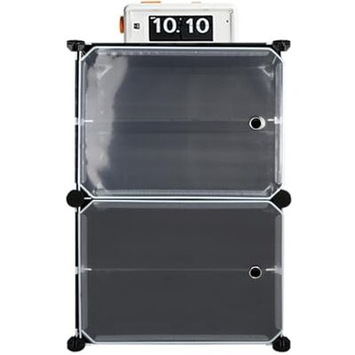 LANTUS Étagère à Chaussures 4 Compartiments 8 Paires, Étagère de Rangement Modulable, Compartiment, Porte, Cadre en Acier, Plastique, pour Couloir, Chambre, Entrée,44 x 32 x 65 cm (Noir) - Publicité LANTUS Étagère à Chaussures 4 Compartiments 8 Paires, Étagère de Rangement Modulable, Compartiment, Porte, Cadre en Acier, Plastique, pour Couloir, Chambre, Entrée,44 x 32 x 65 cm (Noir) - Publicité