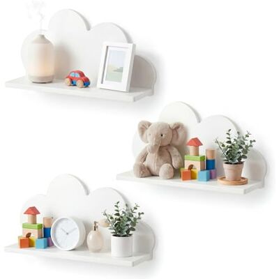 TNTGMG Lot de 3 étagères murales flottantes en forme de nuage, 30 x 9,4 x 15 cm, pour salon, chambre à coucher, salle de bain, cuisine, bureau, présentation, décoration et rangement - Publicité TNTGMG Lot de 3 étagères murales flottantes en forme de nuage, 30 x 9,4 x 15 cm, pour salon, chambre à coucher, salle de bain, cuisine, bureau, présentation, décoration et rangement - Publicité