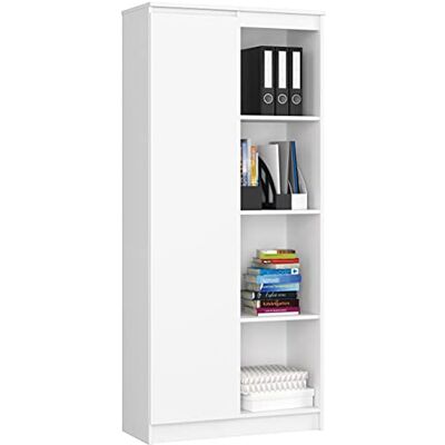 AKORD Bibliothèque de Bureau Rangement CLP 80 cm 4 Étagères Externes 1 Porte sur Pied Grand Meuble pour Salon Panneau Stratifié 16mm Couleur Blanc - Publicité AKORD Bibliothèque de Bureau Rangement CLP 80 cm 4 Étagères Externes 1 Porte sur Pied Grand Meuble pour Salon Panneau Stratifié 16mm Couleur Blanc - Publicité