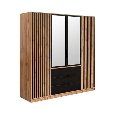 Armoire Lirmada - 4 Portes, Miroir, Style Contemporain - Publicité Armoire Lirmada - 4 Portes, Miroir, Style Contemporain - Publicité