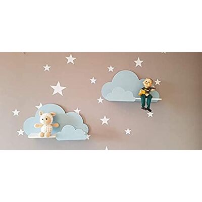 Happy Woody Lot de 2 Étagères Murales Cloud pour Chambre d'Enfant Étagère Flottante en Bois Décoration Murale et de Chambre de Bébé Coffret Cadeau (Bleu) - Publicité Happy Woody Lot de 2 Étagères Murales Cloud pour Chambre d'Enfant Étagère Flottante en Bois Décoration Murale et de Chambre de Bébé Coffret Cadeau (Bleu) - Publicité