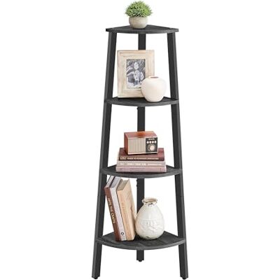 VASAGLE Étagère d'angle, Bibliothèque 4 Niveaux, Étagère Échelle, Meuble de Rangement, Porte-Plante pour Salon, Style Industriel, avec Cadre en Acier, Gris Anthracite et Noir Mat LLS034B22 - Publicité VASAGLE Étagère d'angle, Bibliothèque 4 Niveaux, Étagère Échelle, Meuble de Rangement, Porte-Plante pour Salon, Style Industriel, avec Cadre en Acier, Gris Anthracite et Noir Mat LLS034B22 - Publicité