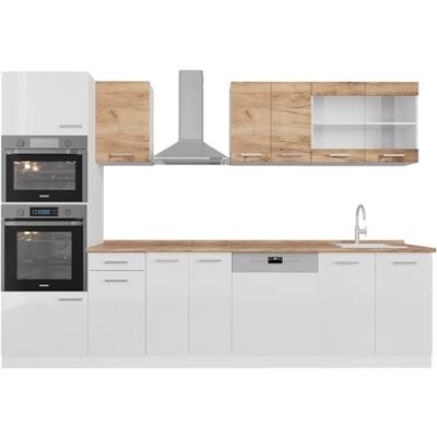 Vicco Cuisine R-Line, Chêne doré/Blanc, 300cm armoires Bicolores, PT Chêne, avec modules disposables de manière Variable et Pieds réglables en Hauteur - Publicité Vicco Cuisine R-Line, Chêne doré/Blanc, 300cm armoires Bicolores, PT Chêne, avec modules disposables de manière Variable et Pieds réglables en Hauteur - Publicité