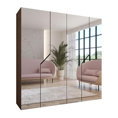ABIKSMEBLE Armoire à vêtements 200 x 202 x 52 cm Armoire avec Tringle et Miroir, 4 Portes pour Chambre, Couloir Andrew, Noix de Warmie, Poignée Noir - Publicité ABIKSMEBLE Armoire à vêtements 200 x 202 x 52 cm Armoire avec Tringle et Miroir, 4 Portes pour Chambre, Couloir Andrew, Noix de Warmie, Poignée Noir - Publicité