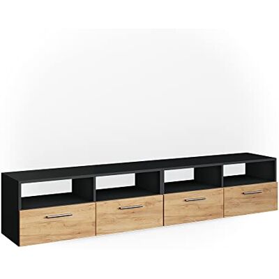 Vicco Meuble TV Diego, Anthracite, 190x38cm, Convient comme Support TV avec étagères Ouvertes - Publicité Vicco Meuble TV Diego, Anthracite, 190x38cm, Convient comme Support TV avec étagères Ouvertes - Publicité