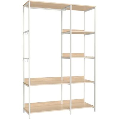 SONGMICS Penderie, Organisateur de Placard, Portant à Vêtements, Armoire avec Barres de Suspension, Étagères, Crochets Amovibles, 40 x 98 x 181 cm, Beige Naturel et Blanc Mat RGR024W01 - Publicité SONGMICS Penderie, Organisateur de Placard, Portant à Vêtements, Armoire avec Barres de Suspension, Étagères, Crochets Amovibles, 40 x 98 x 181 cm, Beige Naturel et Blanc Mat RGR024W01 - Publicité