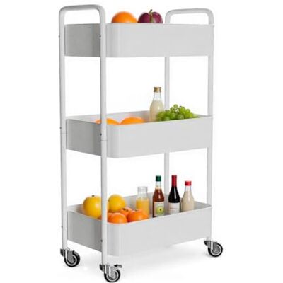 Amig – Desserte de Cuisine 3 Niveaux à roulettes Mod. Linn – Étagère auxiliaire en Acier – Blanc – Chariot Multi-usages pour Cuisine, Salle de Bain ou Bureau – 40,5 x 28 x 76 cm - Publicité Amig – Desserte de Cuisine 3 Niveaux à roulettes Mod. Linn – Étagère auxiliaire en Acier – Blanc – Chariot Multi-usages pour Cuisine, Salle de Bain ou Bureau – 40,5 x 28 x 76 cm - Publicité