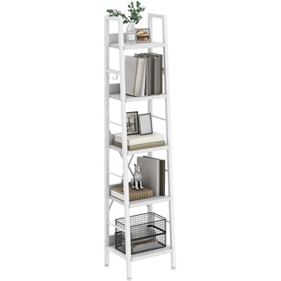 YITAHOME Bibliothèque à 5 Niveaux, échelle Industrielle, étagère à Livres autoportante, étagères en Bois et Cadre en métal, étagère Moderne pour Salon, Couloir, Bureau, Blanc Pur - Publicité YITAHOME Bibliothèque à 5 Niveaux, échelle Industrielle, étagère à Livres autoportante, étagères en Bois et Cadre en métal, étagère Moderne pour Salon, Couloir, Bureau, Blanc Pur - Publicité