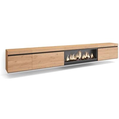 Skraut Home Meuble TV Banc Télé Grand Espace de Rangement 317x45x35 cm Cheminée électrique XXL Suspendu, Mural Style Moderne Chêne - Publicité Skraut Home Meuble TV Banc Télé Grand Espace de Rangement 317x45x35 cm Cheminée électrique XXL Suspendu, Mural Style Moderne Chêne - Publicité