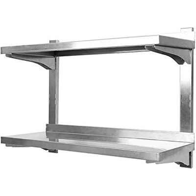 DDMINE Catering Étagère Murale, Étagère Murale Cuisine en 304 Acier Inoxydable, Support de Rangement Cuisine 2 Plateaux, Hauteur Réglable, Etagere Murale pour la Cuisine et la Salle de Bain, 40KG (Argent) - Publicité DDMINE Catering Étagère Murale, Étagère Murale Cuisine en 304 Acier Inoxydable, Support de Rangement Cuisine 2 Plateaux, Hauteur Réglable, Etagere Murale pour la Cuisine et la Salle de Bain, 40KG (Argent) - Publicité