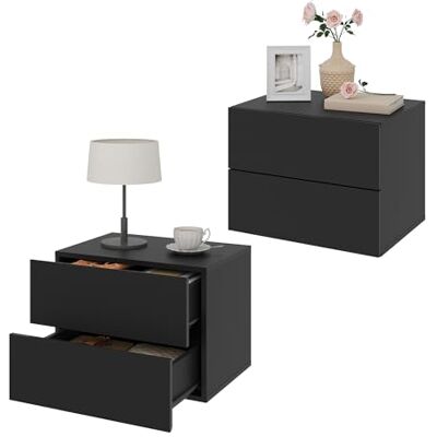 WOLTU Table de Nuit Flottante, Lot de 2, Table de Chevet Murale avec 2 Tiroirs, pour Chambre à Coucher, en Bois, Noir, NTS25sz-2 - Publicité WOLTU Table de Nuit Flottante, Lot de 2, Table de Chevet Murale avec 2 Tiroirs, pour Chambre à Coucher, en Bois, Noir, NTS25sz-2 - Publicité