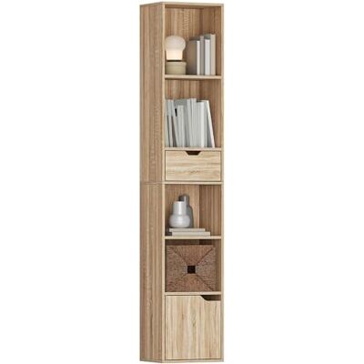 HOMCOM Bibliothèque, étagère à Livres, Meuble de Rangement avec tiroir, Placard et Compartiments Ouvertes, étagère de Rangement pour Salon, Chambre Bureau, 30 x 24 x 158 cm, Bois Naturel - Publicité HOMCOM Bibliothèque, étagère à Livres, Meuble de Rangement avec tiroir, Placard et Compartiments Ouvertes, étagère de Rangement pour Salon, Chambre Bureau, 30 x 24 x 158 cm, Bois Naturel - Publicité