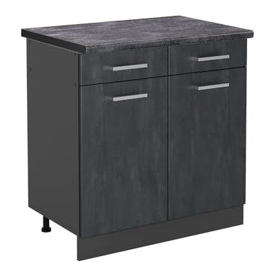 Vicco Meuble Cuisine R-Line, Béton Noir, 80cm PT Anthracite, pour Une Combinaison Libre au Sein de systèmes de Cuisine modulaires - Publicité Vicco Meuble Cuisine R-Line, Béton Noir, 80cm PT Anthracite, pour Une Combinaison Libre au Sein de systèmes de Cuisine modulaires - Publicité