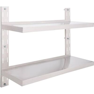 vidaXL Étagère Murale à 2 Niveaux Etagère Flottante Etagère Suspendue Stockage Assiette Plat Cuisine Maison Intérieur Acier Inoxydable 100x30 cm - Publicité vidaXL Étagère Murale à 2 Niveaux Etagère Flottante Etagère Suspendue Stockage Assiette Plat Cuisine Maison Intérieur Acier Inoxydable 100x30 cm - Publicité
