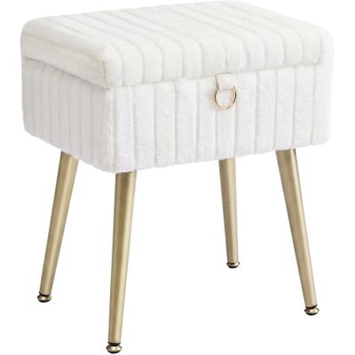 SONGMICS Tabouret de Coiffeuse, Tabouret avec Rangement, Repose-Pieds, Pieds en Métal, Rembourré, Pieds Réglables, pour Salon, Chambre, Dressing, Blanc Crème LOM505WZ02 - Publicité SONGMICS Tabouret de Coiffeuse, Tabouret avec Rangement, Repose-Pieds, Pieds en Métal, Rembourré, Pieds Réglables, pour Salon, Chambre, Dressing, Blanc Crème LOM505WZ02 - Publicité