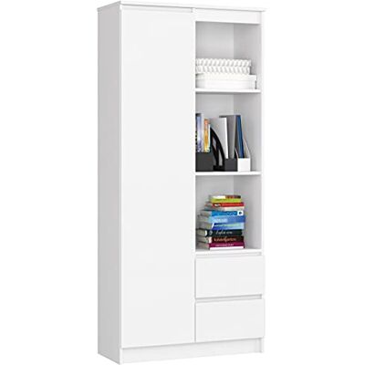 AKORD Bibliothèque de Bureau Rangement CLP 80 cm 7 Etagères 2 Tiroirs et Portes Grand Meuble pour Documents Livres de Chambre Minimaliste Panneau Stratifié 16mm Couleur Blanche - Publicité AKORD Bibliothèque de Bureau Rangement CLP 80 cm 7 Etagères 2 Tiroirs et Portes Grand Meuble pour Documents Livres de Chambre Minimaliste Panneau Stratifié 16mm Couleur Blanche - Publicité