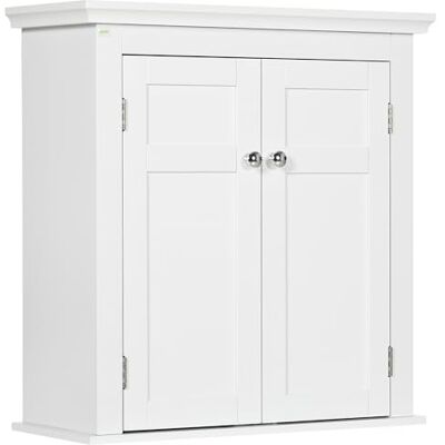 kleankin Armoire murale pour salle de bain suspendue avec étagères réglables et portes avec fermeture magnétique pour cuisine, salle à manger, 58 x 24 x 60 cm, blanc - Publicité kleankin Armoire murale pour salle de bain suspendue avec étagères réglables et portes avec fermeture magnétique pour cuisine, salle à manger, 58 x 24 x 60 cm, blanc - Publicité