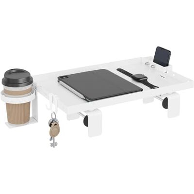 WOLTU Table de Chevet Suspendue, Tablette Tête de Lit Mezzanine en Acier, avec Guide-câbles, Porte-gobelet et Support Téléphone Portable, pour Bord de Lit, 47x25 cm, Blanc - Publicité WOLTU Table de Chevet Suspendue, Tablette Tête de Lit Mezzanine en Acier, avec Guide-câbles, Porte-gobelet et Support Téléphone Portable, pour Bord de Lit, 47x25 cm, Blanc - Publicité