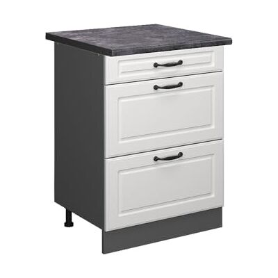 Vicco Meuble Cuisine R-Line, Blanc Campagne, 60cm avec tiroirs, PT Anthracite, pour Une Combinaison Libre au Sein de systèmes de Cuisine modulaires - Publicité Vicco Meuble Cuisine R-Line, Blanc Campagne, 60cm avec tiroirs, PT Anthracite, pour Une Combinaison Libre au Sein de systèmes de Cuisine modulaires - Publicité