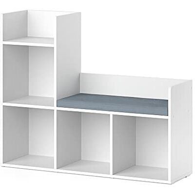 Vicco Étagère pour Enfants Luigi, Blanc, 107.2x88.6cm, avec Assise rembourrée et Quatre étagères Ouvertes - Publicité Vicco Étagère pour Enfants Luigi, Blanc, 107.2x88.6cm, avec Assise rembourrée et Quatre étagères Ouvertes - Publicité