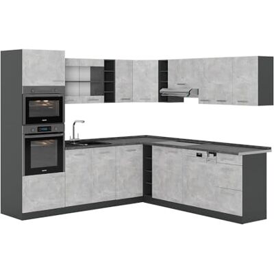Vicco Cuisine en Angle R-Line, Béton, 247x60cm, PT Anthracite, pour Une Planification de Cuisine Flexible et Une Extension modulaire - Publicité Vicco Cuisine en Angle R-Line, Béton, 247x60cm, PT Anthracite, pour Une Planification de Cuisine Flexible et Une Extension modulaire - Publicité