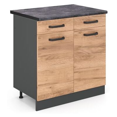 Vicco Meuble Cuisine R-Line, Chêne de Force doré, 80cm, PT Anthracite, pour Une Combinaison Libre au Sein de systèmes de Cuisine modulaires - Publicité Vicco Meuble Cuisine R-Line, Chêne de Force doré, 80cm, PT Anthracite, pour Une Combinaison Libre au Sein de systèmes de Cuisine modulaires - Publicité