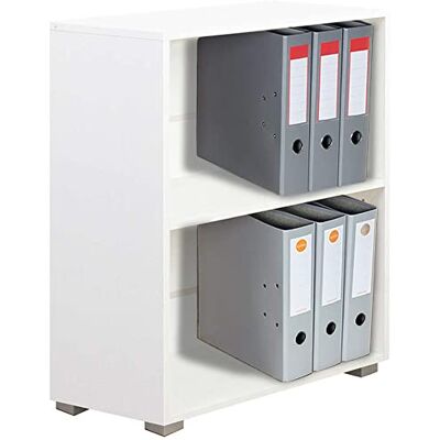 BAKAJI Bibliothèque Etagère Voile 2 Étagères Stockage de Documents et auvents Meuble Maison Bureau Livres Bibliothèque Armoire avec étagères intérieur Étagère de Sol Structure en Bois (Blanc) - Publicité BAKAJI Bibliothèque Etagère Voile 2 Étagères Stockage de Documents et auvents Meuble Maison Bureau Livres Bibliothèque Armoire avec étagères intérieur Étagère de Sol Structure en Bois (Blanc) - Publicité