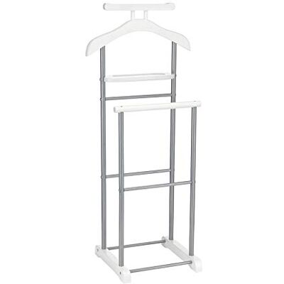 IDIMEX Valet de Chambre Assam chevalet de Nuit Portant pour vêtements, Structure en métal laqué argenté et MDF Blanc - Publicité IDIMEX Valet de Chambre Assam chevalet de Nuit Portant pour vêtements, Structure en métal laqué argenté et MDF Blanc - Publicité