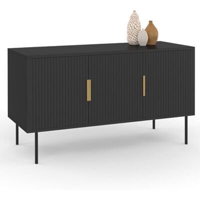 Idmarket 110 cm Marcel Meuble - Noir, 3 Portes - Publicité Idmarket 110 cm Marcel Meuble - Noir, 3 Portes - Publicité