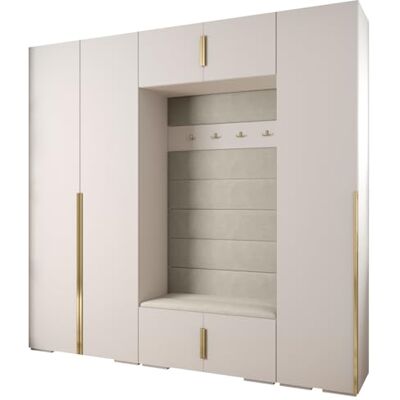 ABIKSMEBLE Inova 1 Ensemble de Meubles Garde-Robe Moderne pour Chambre à Coucher, Salon, Entrée, Chambre d'enfant Meuble de Rangement pour Dressing 236,7x250x47cm Blanc, Manila 02, Or - Publicité ABIKSMEBLE Inova 1 Ensemble de Meubles Garde-Robe Moderne pour Chambre à Coucher, Salon, Entrée, Chambre d'enfant Meuble de Rangement pour Dressing 236,7x250x47cm Blanc, Manila 02, Or - Publicité