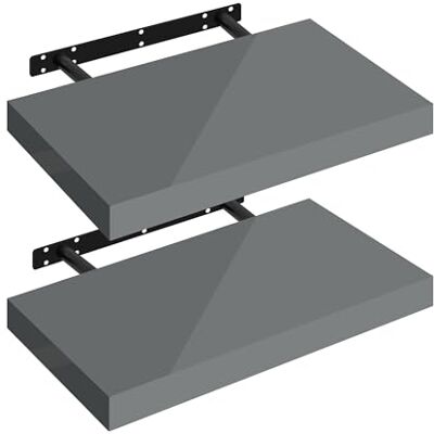 WOLTU Étagères Murales,Tablette Murale de Lot de 2,Étagère Flottante,Étagère à Livres,CD DVD,Panneau de Bois,40x22,9x3,8cm,Gris Brillant,RG9476gr-2 - Publicité WOLTU Étagères Murales,Tablette Murale de Lot de 2,Étagère Flottante,Étagère à Livres,CD DVD,Panneau de Bois,40x22,9x3,8cm,Gris Brillant,RG9476gr-2 - Publicité