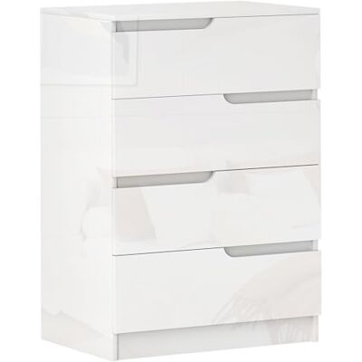HOMCOM Commode 4 tiroirs moderne et minimaliste, commode en bois aggloméré, 60x40x85 cm, blanc brillant - Publicité HOMCOM Commode 4 tiroirs moderne et minimaliste, commode en bois aggloméré, 60x40x85 cm, blanc brillant - Publicité