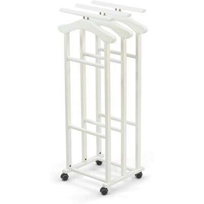 Arredamenti Italia Porteur de chambre TRIELLO, Bois 3 cintres et 3 porte-pantalons Finition blanche Ar-It le cœur du bois - Publicité Arredamenti Italia Porteur de chambre TRIELLO, Bois 3 cintres et 3 porte-pantalons Finition blanche Ar-It le cœur du bois - Publicité