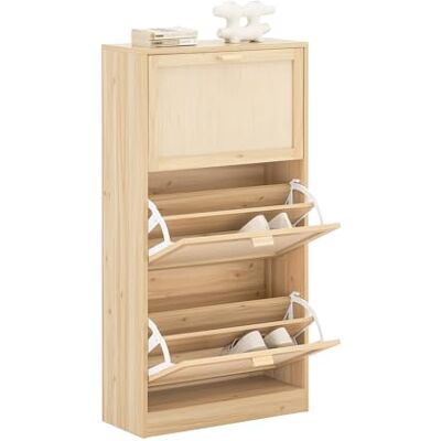 SoBuy Armoire à Chaussures 3 Abattants, Commode à Chaussures, Étagère à Chaussures, Meuble de Rangement à Chaussures avec 3 Portes, Meuble d'entrée, 60x24x118 cm, Couleur Bois, FSR159-N - Publicité SoBuy Armoire à Chaussures 3 Abattants, Commode à Chaussures, Étagère à Chaussures, Meuble de Rangement à Chaussures avec 3 Portes, Meuble d'entrée, 60x24x118 cm, Couleur Bois, FSR159-N - Publicité