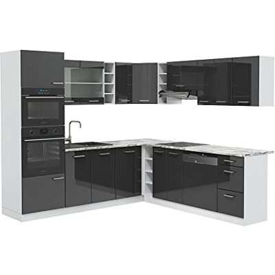 Vicco Cuisine en Angle R-Line, Anthracite Haute Brillance, 247x60cm, PT Marbre, pour Une Disposition Flexible et Une Extension modulaire - Publicité Vicco Cuisine en Angle R-Line, Anthracite Haute Brillance, 247x60cm, PT Marbre, pour Une Disposition Flexible et Une Extension modulaire - Publicité