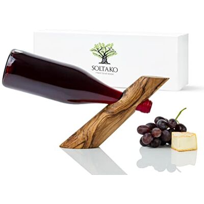 SOLTAKO Porte-bouteille de vin en bois d'olivier exclusif, porte-bouteille, porte-bouteille de vin, idée cadeau, décoration de table, support à vin, 30 cm - Publicité SOLTAKO Porte-bouteille de vin en bois d'olivier exclusif, porte-bouteille, porte-bouteille de vin, idée cadeau, décoration de table, support à vin, 30 cm - Publicité