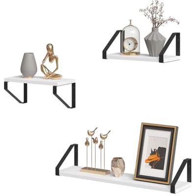 EUGAD Étagère Murale, Étagère Flottante, Lot de 3, Étagère Rangement, Décoration Murale,Style Industriel, Noir + Blanc - Publicité EUGAD Étagère Murale, Étagère Flottante, Lot de 3, Étagère Rangement, Décoration Murale,Style Industriel, Noir + Blanc - Publicité
