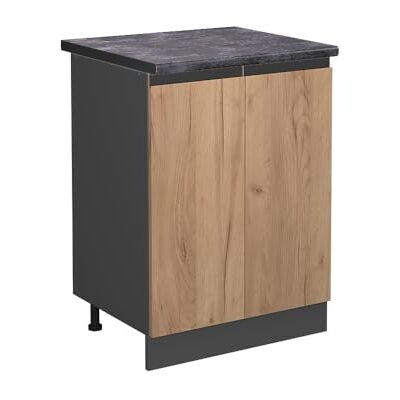 Vicco Meuble Bas de Cuisine R-Line, Chêne de Force doré, 60cm J-Shape, PT Anthracite, pour Une Combinaison Libre au Sein de systèmes de Cuisine modulaires - Publicité Vicco Meuble Bas de Cuisine R-Line, Chêne de Force doré, 60cm J-Shape, PT Anthracite, pour Une Combinaison Libre au Sein de systèmes de Cuisine modulaires - Publicité