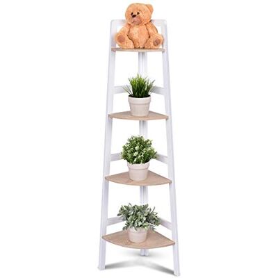 COSTWAY Etagère d'angle Meuble d'angle en MDF avec 4 Etagères Bibliothèque Etagère de Coin pour Cuisine, Chambre, Salon, Bureau - Publicité COSTWAY Etagère d'angle Meuble d'angle en MDF avec 4 Etagères Bibliothèque Etagère de Coin pour Cuisine, Chambre, Salon, Bureau - Publicité