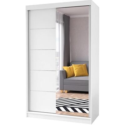 Fabryka Mebli Idźczak Armoire avec Miroir Neomi, Armoire 2 Portes Coulissantes 120 x 200 x 61 cm, Armoires de Chambre Moderne, Armoires Salon Blanc/Blanc - Publicité Fabryka Mebli Idźczak Armoire avec Miroir Neomi, Armoire 2 Portes Coulissantes 120 x 200 x 61 cm, Armoires de Chambre Moderne, Armoires Salon Blanc/Blanc - Publicité