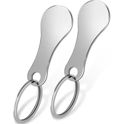 Payivsve Caddy Jeton en Acier Inoxydable 2 Set Caddy Jeton Amovible Porte Clef Clé à Puce pour Panier d'Achat - Publicité Payivsve Caddy Jeton en Acier Inoxydable 2 Set Caddy Jeton Amovible Porte Clef Clé à Puce pour Panier d'Achat - Publicité